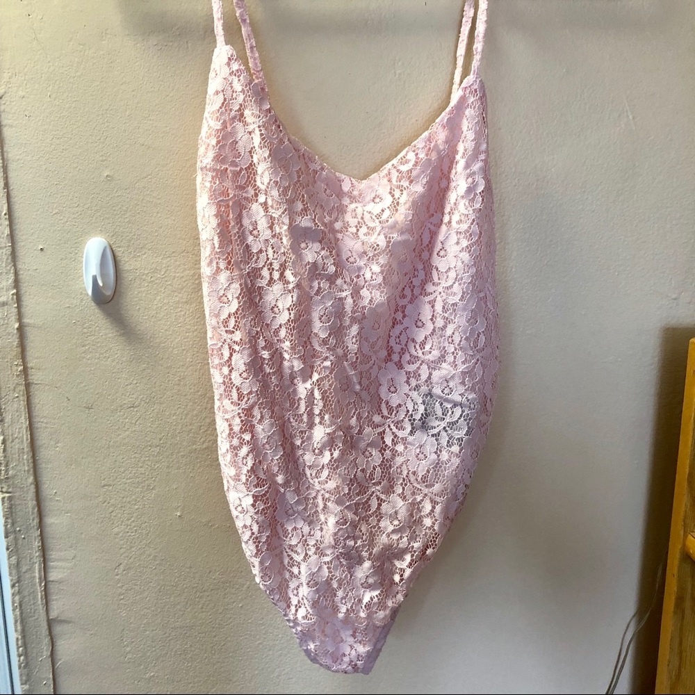 Top shop pink lace bodysuit. NWT
